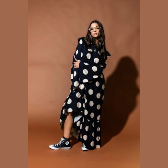 Doing What I Damn Well Please Collared Polka Dot Maxi Dress - Picture 1 of 6